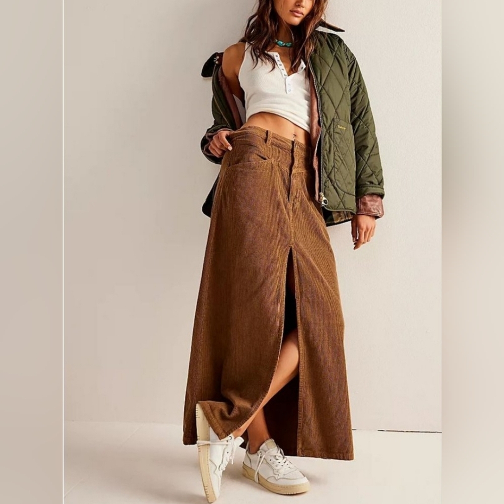 Free People Come As You Are Cord Skirt/Chocolate
